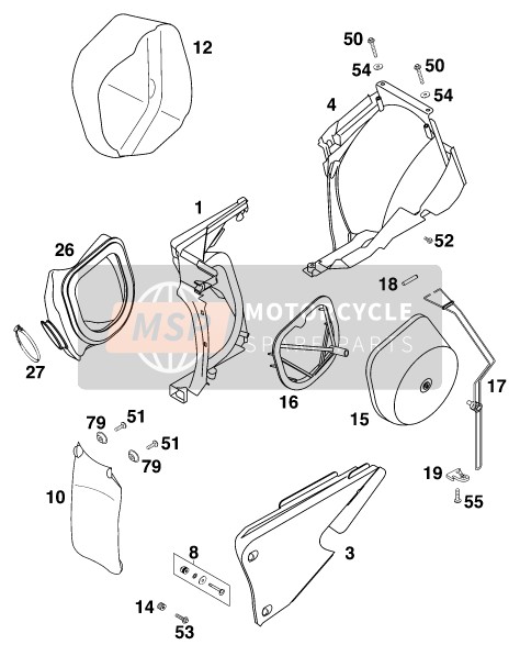 KTM 380 EXC Europe 1998 Filtre à air pour un 1998 KTM 380 EXC Europe