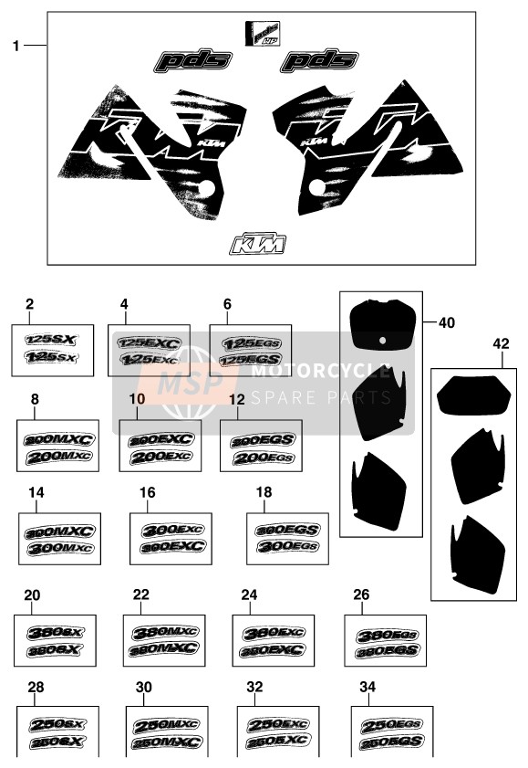 KTM 380 EGS 8kW Europe 1998 Autocollant pour un 1998 KTM 380 EGS 8kW Europe