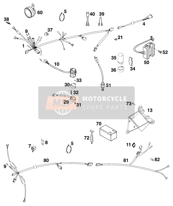 KTM 380 EGS 8kW Europe 1999 Arnés de cableado para un 1999 KTM 380 EGS 8kW Europe