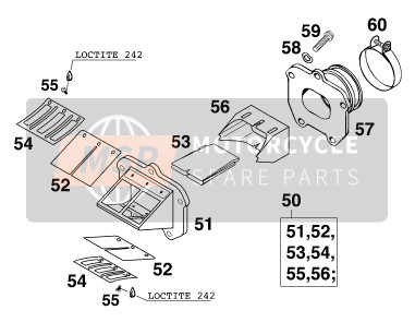 KTM 380 MXC 12lt USA 1999 Caja de válvula de láminas para un 1999 KTM 380 MXC 12lt USA