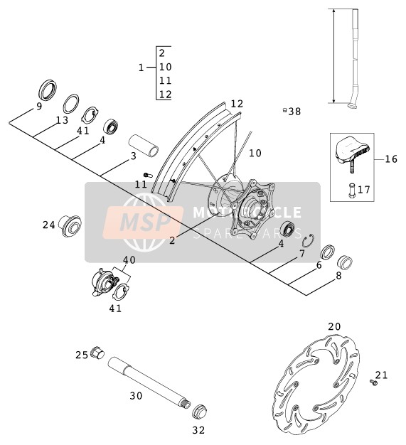 KTM 380 MXC USA 2000 Ruota anteriore per un 2000 KTM 380 MXC USA