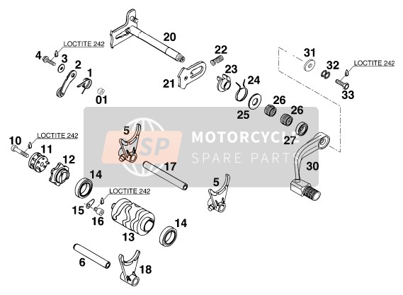 KTM 380 SX Europe 1998 Shifting Mechanism for a 1998 KTM 380 SX Europe