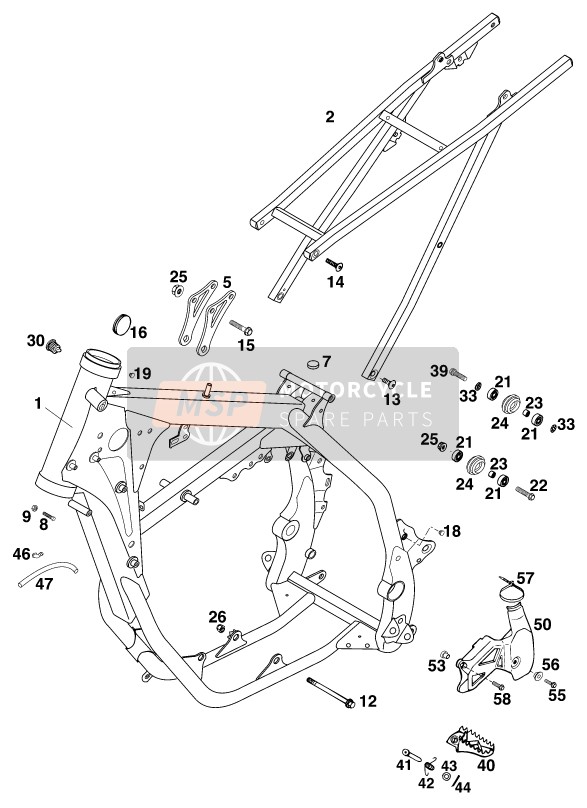 KTM 380 SX Europe 2000 Frame for a 2000 KTM 380 SX Europe