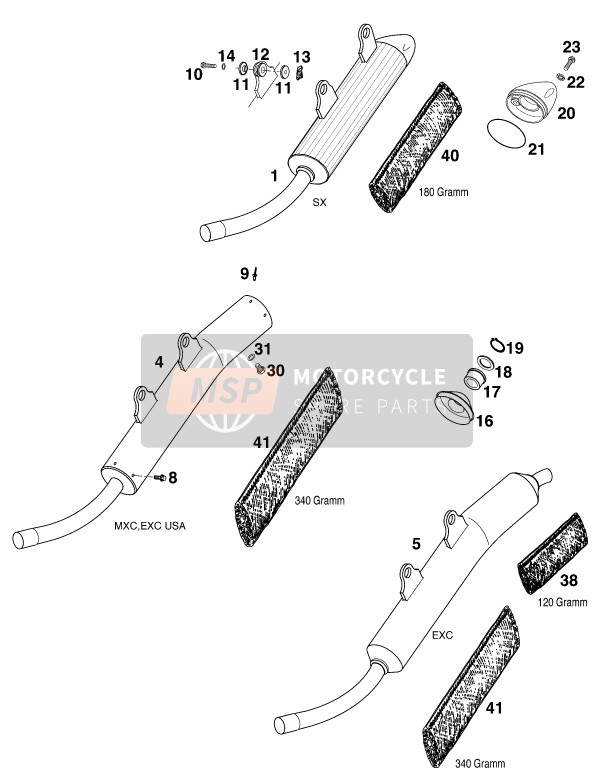 KTM 380 SX USA 2000 Main Silencer for a 2000 KTM 380 SX USA