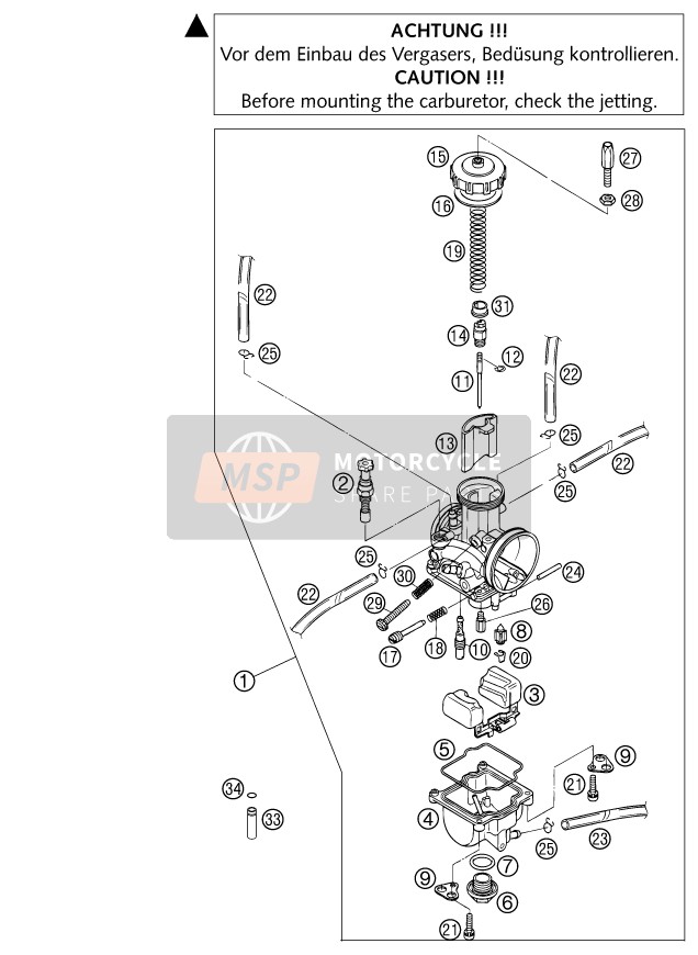 KTM 380 SX Europe 2002 Carburateur pour un 2002 KTM 380 SX Europe