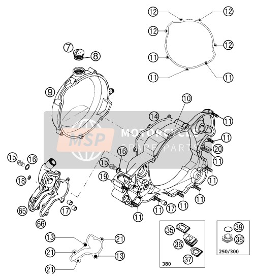 KTM 380 SX Europe 2002 Coperchio frizione per un 2002 KTM 380 SX Europe