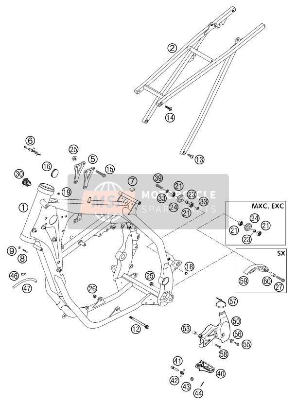 KTM 380 SX Europe 2002 Frame for a 2002 KTM 380 SX Europe