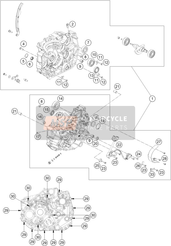 KTM 390 DUKE BL. ABS Europe 2015 Caja del motor para un 2015 KTM 390 DUKE BL. ABS Europe