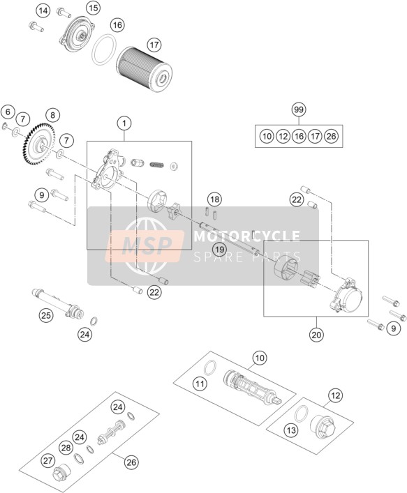 KTM 390 DUKE BL. ABS Europe 2015 Lubricating System for a 2015 KTM 390 DUKE BL. ABS Europe
