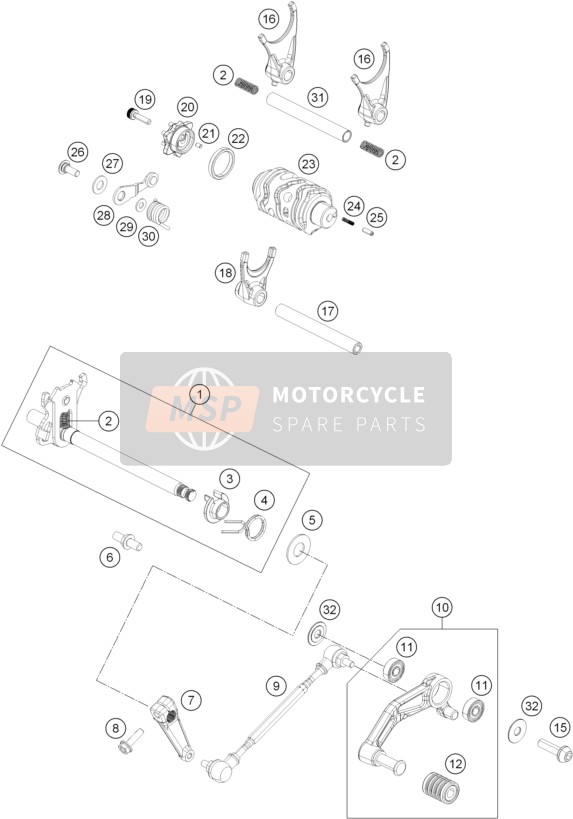 KTM 390 DUKE BL. ABS B.D. USA 2015 Shifting Mechanism for a 2015 KTM 390 DUKE BL. ABS B.D. USA