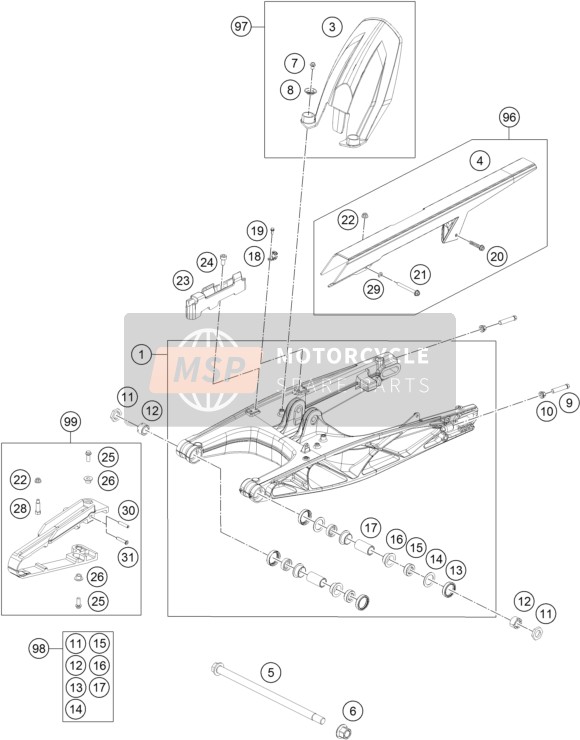 KTM 390 DUKE BL. ABS B.D. Australia 2015 Swing Arm for a 2015 KTM 390 DUKE BL. ABS B.D. Australia