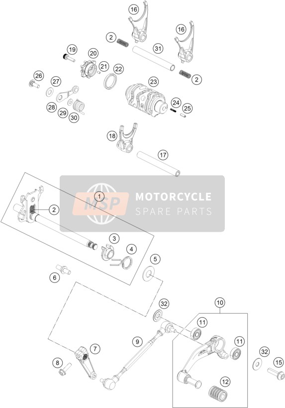 KTM 390 DUKE BL. ABS B.D. USA 2016 Shifting Mechanism for a 2016 KTM 390 DUKE BL. ABS B.D. USA