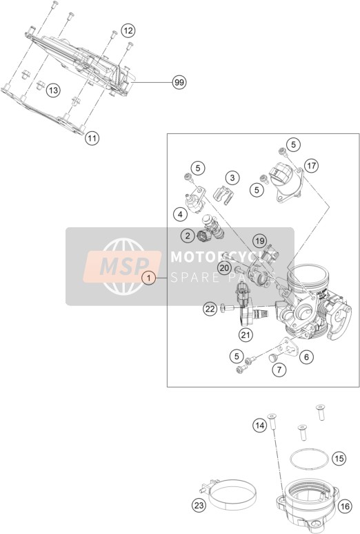KTM 390 DUKE BL. ABS CKD Argentina 2015 Throttle Body for a 2015 KTM 390 DUKE BL. ABS CKD Argentina