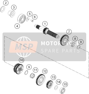 KTM 390 DUKE BL. ABS CKD Thailand 2015 Transmission I - Main Shaft for a 2015 KTM 390 DUKE BL. ABS CKD Thailand