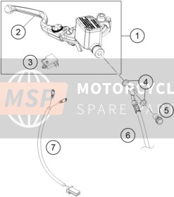 KTM 390 Duke, orange - B.D. USA 2018 Commande de frein avant pour un 2018 KTM 390 Duke, orange - B.D. USA