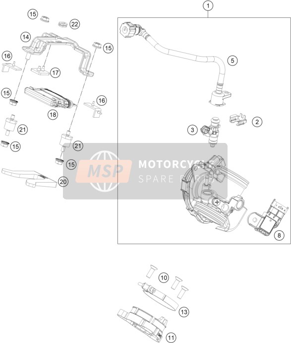 KTM 390 Duke, orange - CKD Philippines 2019 Throttle Body for a 2019 KTM 390 Duke, orange - CKD Philippines