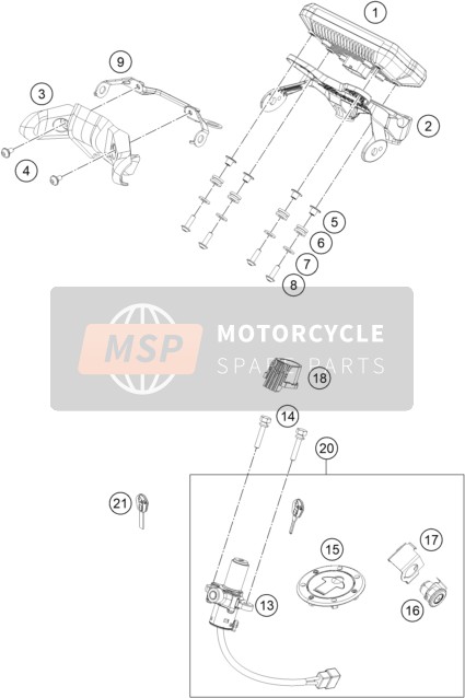 KTM 390 Duke, orange Thailand 2017 Instruments / Lock System for a 2017 KTM 390 Duke, orange Thailand