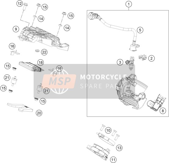 KTM 390 Duke, orange China 2018 Corps de papillon pour un 2018 KTM 390 Duke, orange China