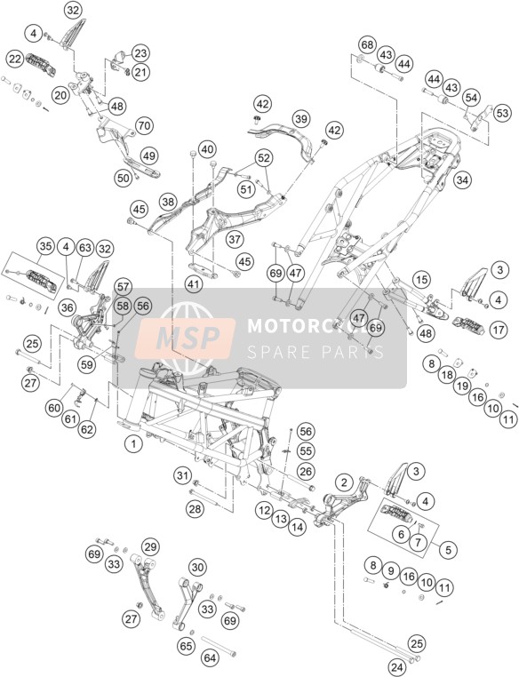 KTM 390 Duke, orange - B.D. USA 2017 Frame for a 2017 KTM 390 Duke, orange - B.D. USA