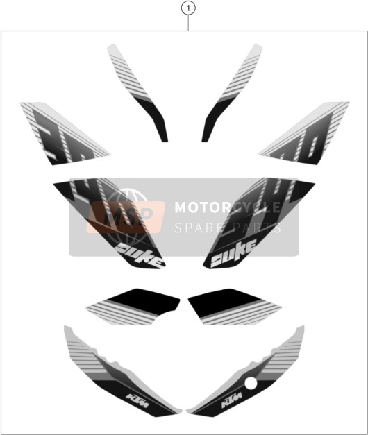 KTM 390 DUKE WHITE ABS BAJ.DIR. Asia 2014 Decal for a 2014 KTM 390 DUKE WHITE ABS BAJ.DIR. Asia