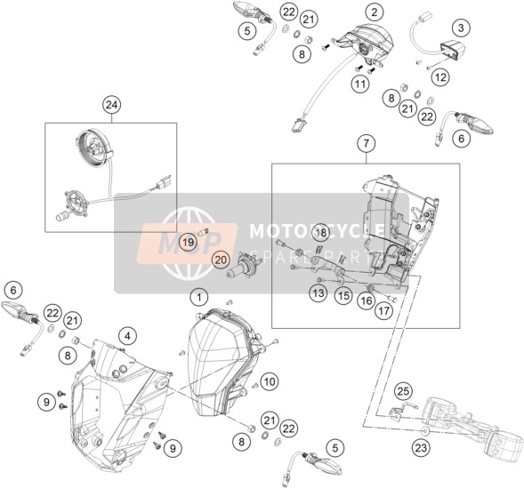 KTM 390 DUKE WHITE ABS BAJ.DIR. Asia 2014 Sistema di illuminazione per un 2014 KTM 390 DUKE WHITE ABS BAJ.DIR. Asia