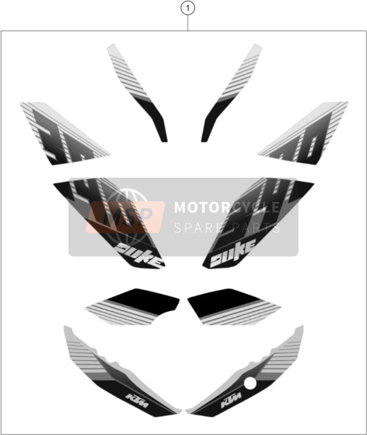 KTM 390 DUKE WHITE ABS CKD Malaysia 2013 Decal for a 2013 KTM 390 DUKE WHITE ABS CKD Malaysia