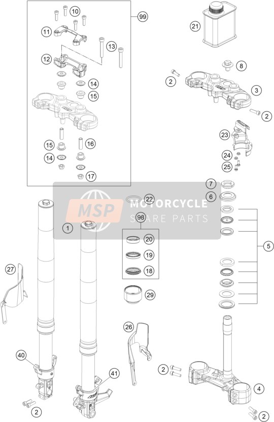 KTM 390 DUKE WHITE ABS CKD Colombia (2) 2015 Front Fork, Triple Clamp for a 2015 KTM 390 DUKE WHITE ABS CKD Colombia (2)