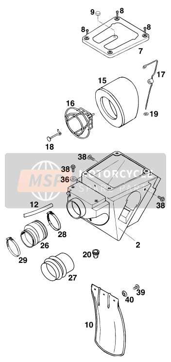 KTM 400 SX-C Europe 1998 Air Filter for a 1998 KTM 400 SX-C Europe