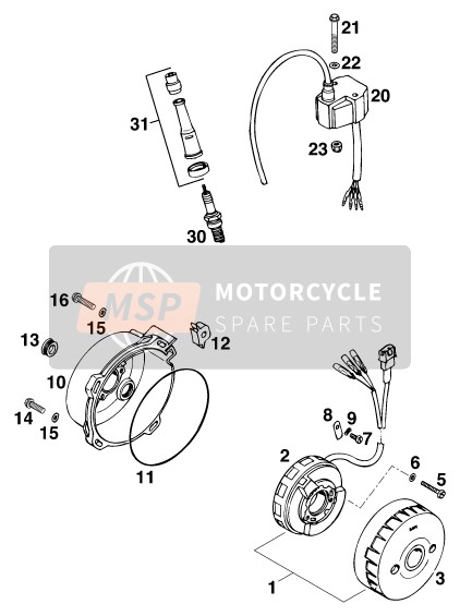 KTM 400 SX-C Europe 1998 Ignition System for a 1998 KTM 400 SX-C Europe