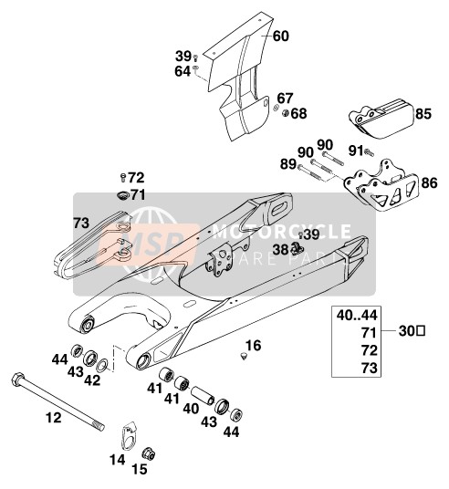 KTM 400 SX-C Europe 1998 Swing Arm for a 1998 KTM 400 SX-C Europe