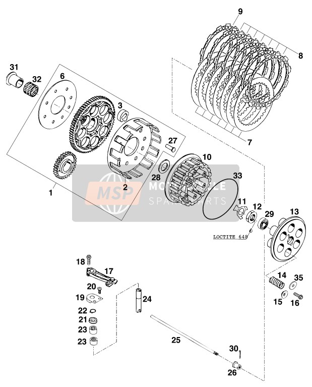 KTM 400 SX-C Europe 1999 Clutch for a 1999 KTM 400 SX-C Europe