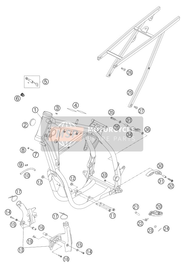 KTM 400 EXC-G RACING USA 2004 Frame voor een 2004 KTM 400 EXC-G RACING USA