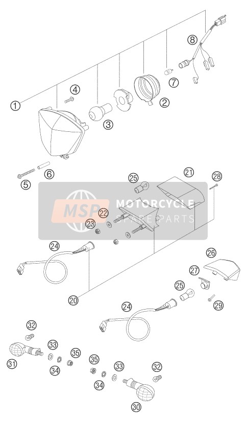 KTM 400 EXC-G RACING USA (2) 2002 Sistema de iluminación para un 2002 KTM 400 EXC-G RACING USA (2)