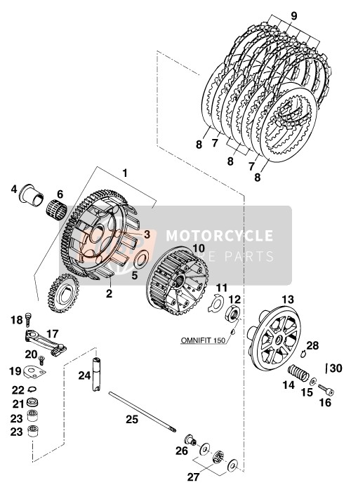 KTM 400 EXC WP Europe 1994 Clutch for a 1994 KTM 400 EXC WP Europe