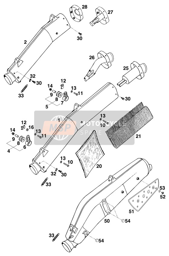 KTM 400 EXC WP Europe 1994 Main Silencer for a 1994 KTM 400 EXC WP Europe