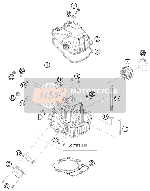 KTM 400 EXC Europe 2009 Cylinder Head for a 2009 KTM 400 EXC Europe