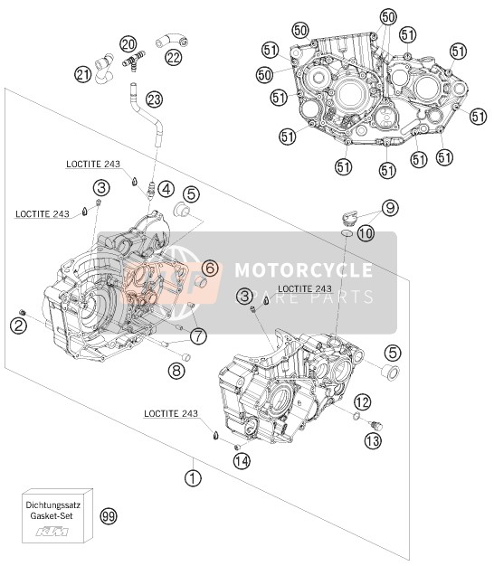 78030000344, Engine Case Cpl. W.Bearings 10, KTM, 0