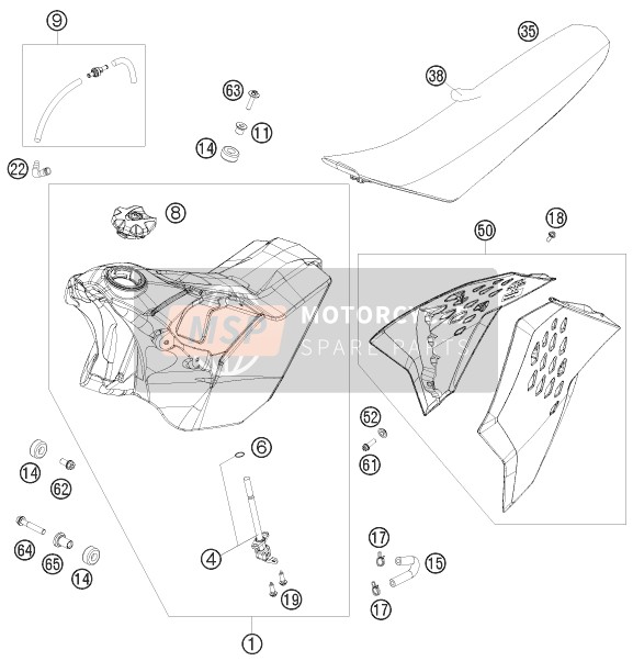 7800701306630, Fuel Tank Cpl. 9,5l EXC-F 08, KTM, 0