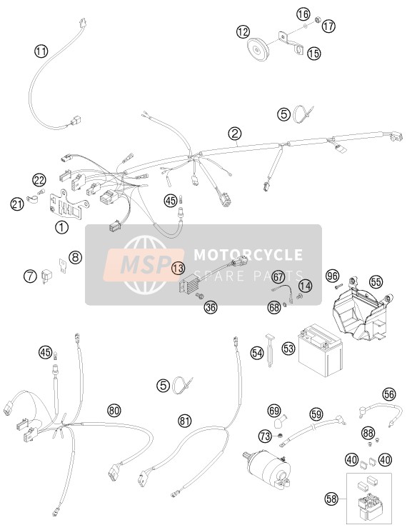 KTM 400 EXC Europe 2009 Wiring Harness for a 2009 KTM 400 EXC Europe