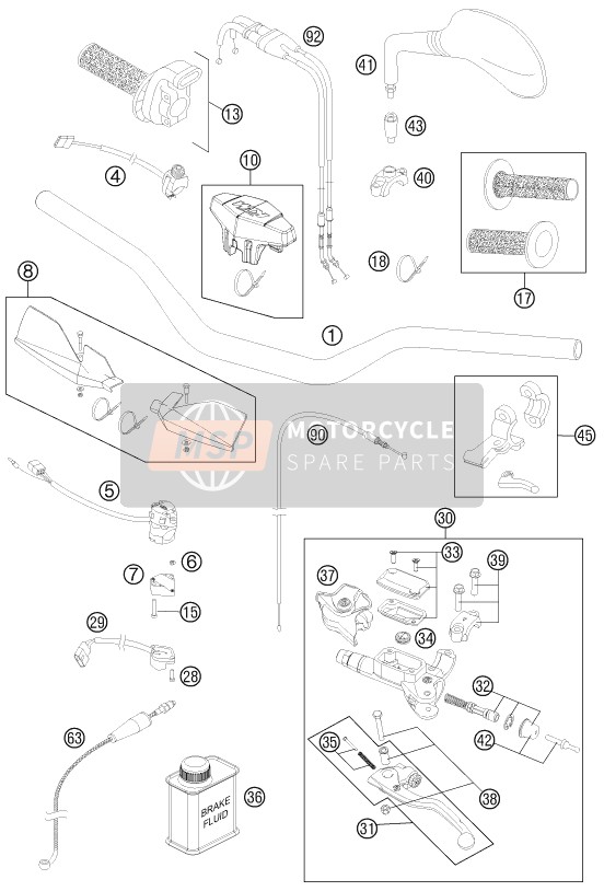 KTM 400 EXC Australia 2011 Handlebar, Controls for a 2011 KTM 400 EXC Australia