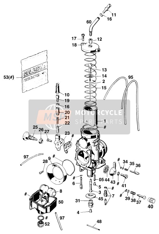 KTM 400 EXC WP Europe 1996 Carburateur voor een 1996 KTM 400 EXC WP Europe