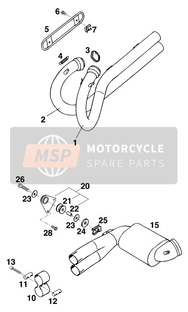 KTM 400 EXC WP Europe 1996 Exhaust System for a 1996 KTM 400 EXC WP Europe