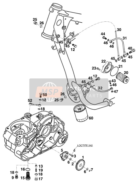 KTM 400 EXC WP Europe 1996 Sistema de lubricación para un 1996 KTM 400 EXC WP Europe