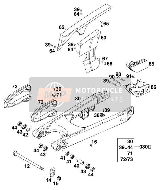 KTM 400 EXC WP Europe 1996 Swing Arm for a 1996 KTM 400 EXC WP Europe