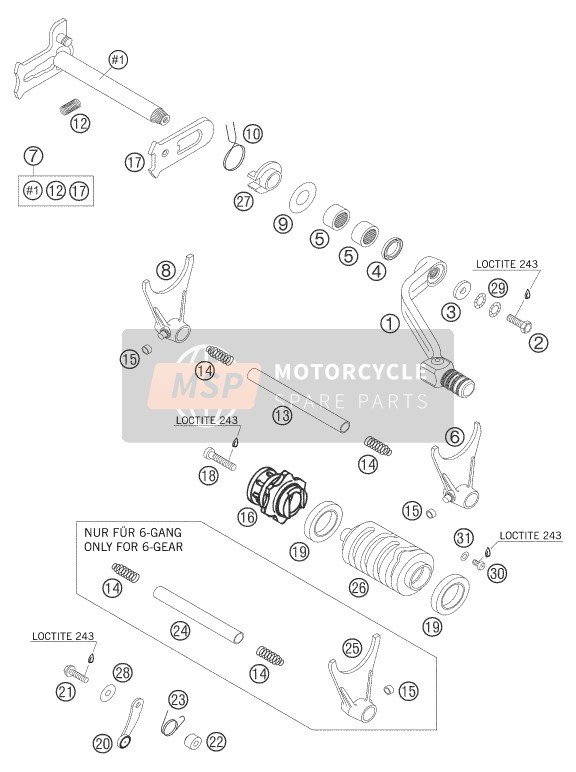 KTM 400 EXC FACTORY Europe 2005 Mecanismo de cambio para un 2005 KTM 400 EXC FACTORY Europe