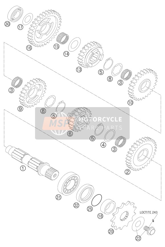 59033016026, Sliding Uitrusting 6.G 21-T ''26, KTM, 0