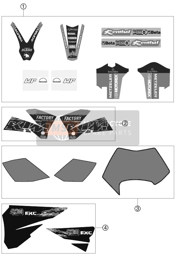 KTM 400 EXC FACTORY RACING Europe 2007 Decal for a 2007 KTM 400 EXC FACTORY RACING Europe