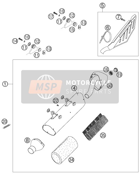 KTM 400 EXC FACTORY RACING Europe 2007 Exhaust System for a 2007 KTM 400 EXC FACTORY RACING Europe