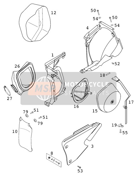 KTM 400 EXC RACING Australia 2000 Luchtfilter voor een 2000 KTM 400 EXC RACING Australia