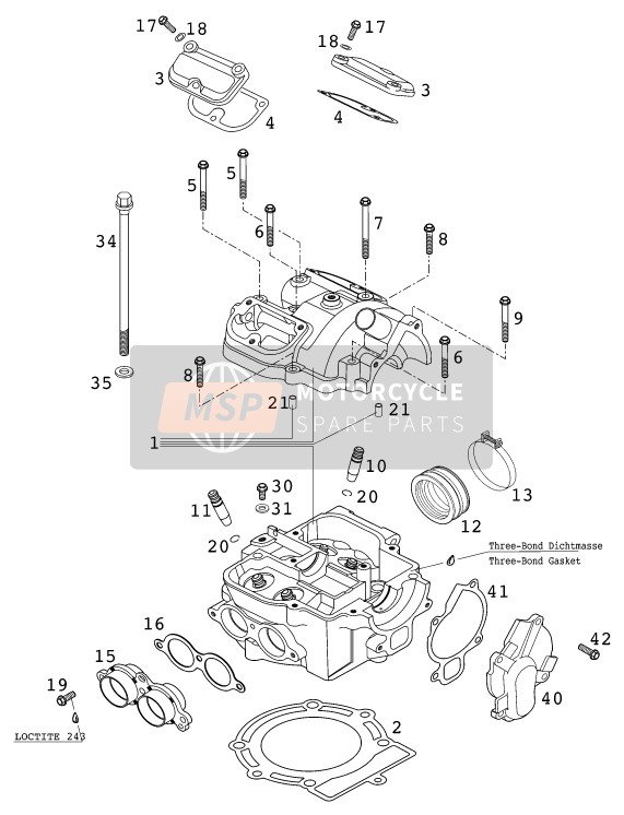 KTM 400 EXC RACING Australia 2000 Cylinder Head for a 2000 KTM 400 EXC RACING Australia